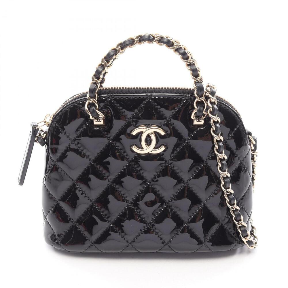 Chanel Matelassé 2-Way Shoulder Bag/Handbag, Patent Leather, Women's, Black
